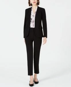 Bar III Women's Open-Front Jacket, Printed Blouse & Straight-Leg Pants, Created For Macy's