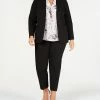 Bar III Trendy Plus Size Open-Front Jacket, Printed Blouse & Straight-Leg Pants, Created For Macy's