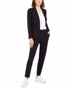 Bar III Collarless Blazer, Inverted-Pleat Top & Straight-Leg Pants, Created For Macy's