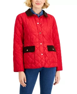 Charter Club Quilted Corduroy-Trim Jacket, Created For Macy's