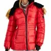 Steve Madden Juniors' Faux-Fur-Trim Hooded Shine Puffer Coat, Created For Macy's -Sam Edelman Shop 19475848 fpx