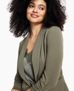 Bar III Knit-Crepe Ruched-Sleeve Blazer, Created For Macy's -Sam Edelman Shop 20796456 fpx