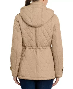 Michael Kors Women's Petite Quilted Hooded Anorak Coat -Sam Edelman Shop 20820723 fpx