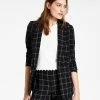 Bar III Women's Windowpane Print Open Front Jacket -Sam Edelman Shop 20893191 fpx