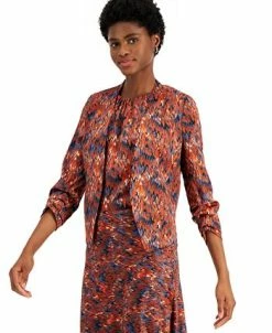 Bar III Women's Ikat-Print Scrunch-Sleeve Blazer, Created For Macy's -Sam Edelman Shop 21428406 fpx