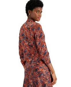 Bar III Women's Ikat-Print Scrunch-Sleeve Blazer, Created For Macy's -Sam Edelman Shop 21428408 fpx