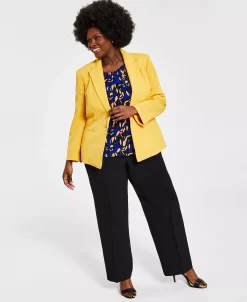 Kasper Plus Size Crepe One-Button Blazer -Sam Edelman Shop 21584607 fpx