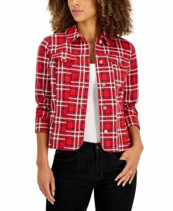 Charter Club Women's Classic Denim Tartan Jacket, Created For Macy's
