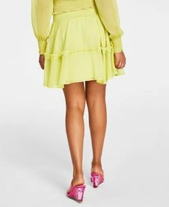Bar III Women's Smocked Tiered Tie-Waist Ruffled Skirt, Created For Macy's -Sam Edelman Shop 21706938 fpx