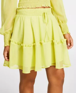 Bar III Women's Smocked Tiered Tie-Waist Ruffled Skirt, Created For Macy's -Sam Edelman Shop 21706939 fpx