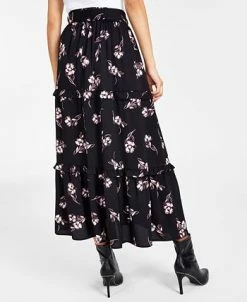 Bar III Women's Printed Belted Maxi Skirt, Created For Macy's -Sam Edelman Shop 21706951 fpx