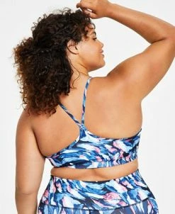 ID Ideology Plus Size Brushstroke-Print Low-Impact Sports Bra, Created For Macy's -Sam Edelman Shop 21722945 fpx