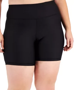 ID Ideology Plus Size Ribbed Pull-On Bicycle Shorts, Created For Macy's -Sam Edelman Shop 21723089 fpx