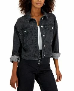 INC International Concepts Women's Printed Denim Tucker Jacket, Created For Macy's