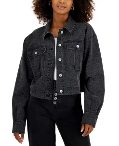 INC International Concepts Women's Printed Denim Tucker Jacket, Created For Macy's -Sam Edelman Shop 21861677 fpx