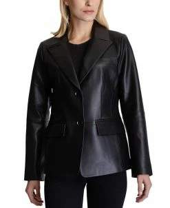 Anne Klein Women's Leather Blazer Coat