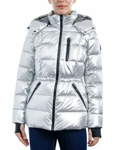 Michael Kors Women's Hooded Metallic Puffer Coat