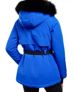 Michael Kors Women's Belted Hooded Faux-Fur-Trim Puffer Coat -Sam Edelman Shop 21912421 fpx