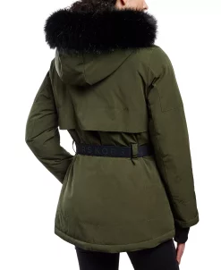 Michael Kors Women's Belted Hooded Faux-Fur-Trim Puffer Coat -Sam Edelman Shop 21912426 fpx