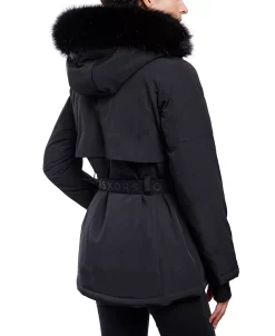 Michael Kors Women's Belted Hooded Faux-Fur-Trim Puffer Coat -Sam Edelman Shop 21912436 fpx