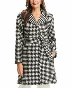 Kate Spade New York Women's Belted Houndstooth Coat, Created For Macy's