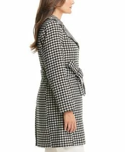 Kate Spade New York Women's Belted Houndstooth Coat, Created For Macy's -Sam Edelman Shop 21916543 fpx