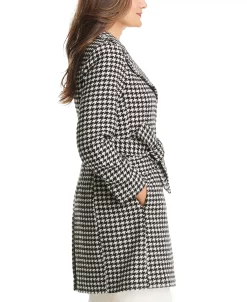 Kate Spade New York Women's Belted Houndstooth Coat, Created For Macy's -Sam Edelman Shop 21916544 fpx