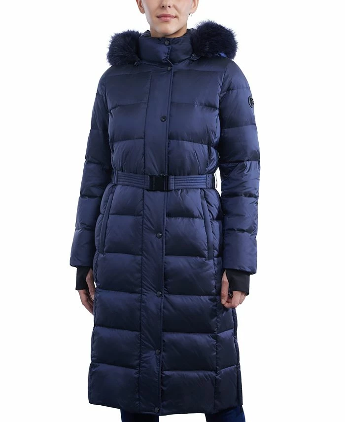 Michael Kors Women's Belted Faux-Fur-Trim Hooded Maxi Puffer Coat 3 Michael Kors Women's Belted Faux-Fur-Trim Hooded Maxi Puffer Coat