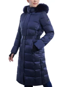 Michael Kors Women's Belted Faux-Fur-Trim Hooded Maxi Puffer Coat 8 Michael Kors Women's Belted Faux-Fur-Trim Hooded Maxi Puffer Coat -Sam Edelman Shop 21959330 fpx