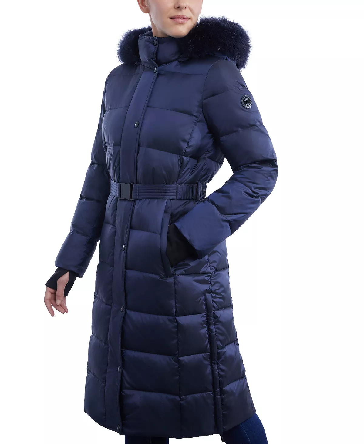 Michael Kors Women's Belted Faux-Fur-Trim Hooded Maxi Puffer Coat 5 Michael Kors Women's Belted Faux-Fur-Trim Hooded Maxi Puffer Coat - Image 3