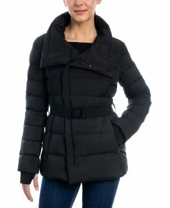 Michael Kors Women's Asymmetric Belted Packable Down Puffer Coat
