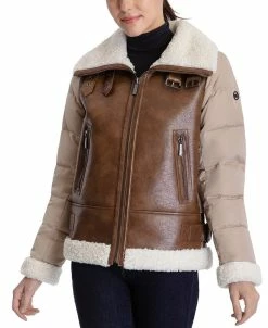 Michael Kors Women's Faux-Shearling Down Puffer Coat