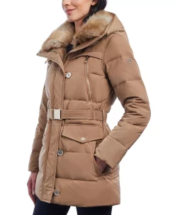 Michael Kors Women's Faux-Fur-Collar Hooded Down Puffer Coat, Created For Macy's -Sam Edelman Shop 21959571 fpx