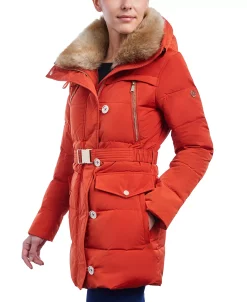 Michael Kors Women's Faux-Fur-Collar Hooded Down Puffer Coat, Created For Macy's -Sam Edelman Shop 21959576 fpx