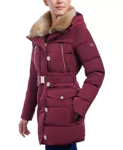 Michael Kors Women's Faux-Fur-Collar Hooded Down Puffer Coat, Created For Macy's -Sam Edelman Shop 21959581 fpx