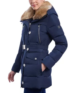 Michael Kors Women's Faux-Fur-Collar Hooded Down Puffer Coat, Created For Macy's -Sam Edelman Shop 21959591 fpx