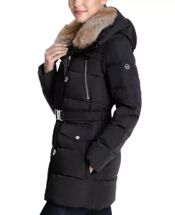 Michael Kors Women's Faux-Fur-Collar Hooded Down Puffer Coat, Created For Macy's -Sam Edelman Shop 21959597 fpx