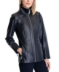Michael Kors Women's Leather Coat, Created For Macy's -Sam Edelman Shop 21959804 fpx