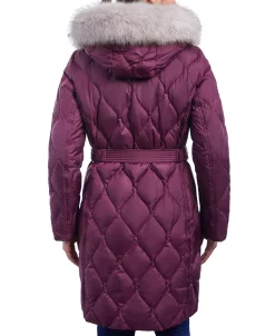 Michael Kors Women's Quilted Faux-Fur-Trim Hooded Puffer Coat -Sam Edelman Shop 21960055 fpx