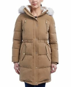 Michael Kors Women's Fleece-Collar Faux-Fur-Trim Hooded Puffer Coat