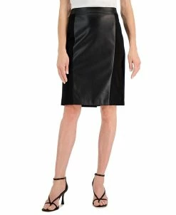 Kasper Women's Faux-Leather-Front Pull-On Skirt