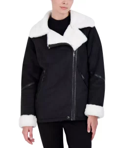 Steve Madden Juniors' Faux-Shearling Coat, Created For Macy's -Sam Edelman Shop 22141069 fpx