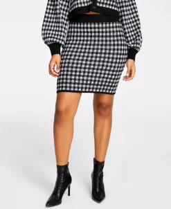 Bar III Women's Checkered Sweater Skirt, Created For Macy's -Sam Edelman Shop 22180015 fpx