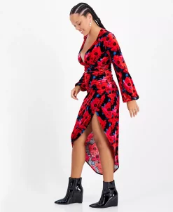 Bar III Women's Floral-Print Midi Velvet Skirt, Created For Macy's -Sam Edelman Shop 22188966 fpx