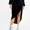 Bar III Women's Ruched Slit-Front Velvet Midi Skirt, Created For Macy's -Sam Edelman Shop 22188977 fpx