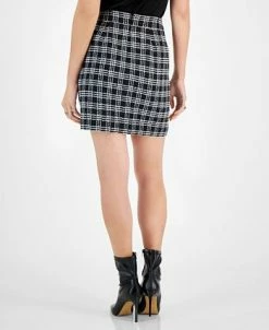 Bar III Women's Plaid Tweed High-Waist Pencil Mini Skirt, Created For Macy's -Sam Edelman Shop 22299168 fpx