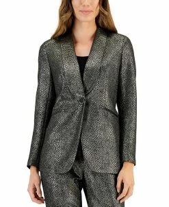 Kasper Women's Metallic Shimmer Jacquard Shawl-Collar Jacket
