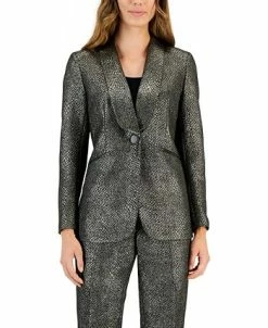 Kasper Women's Metallic Shimmer Jacquard Shawl-Collar Jacket -Sam Edelman Shop 22302895 fpx