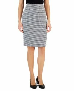 Kasper Women's Houndstooth Knee-Length Pencil Skirt