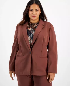 Bar III Plus Size Notched-Collar One-Button Jacket, Created For Macy's -Sam Edelman Shop 22323948 fpx